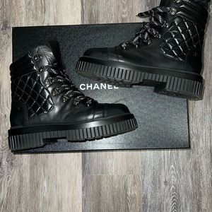 CHANEL lace up boot